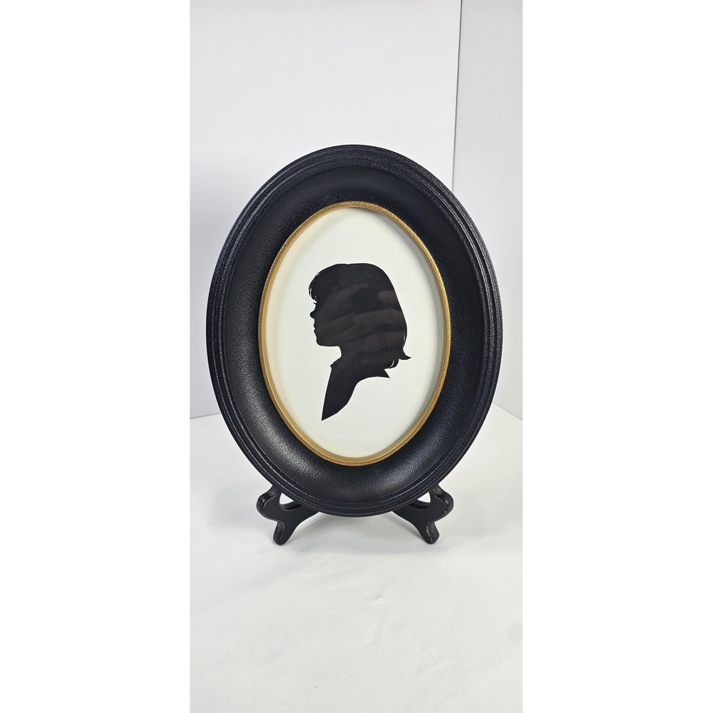 Vintage Silhouette Picture Young Girl Papercut Portrait Cut Out Black Frame